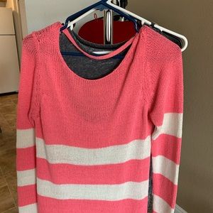 Pink and white striped (Pink) sweater